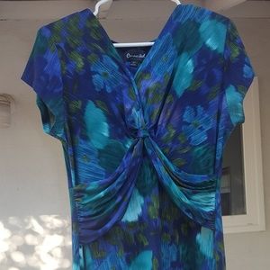 Women's Petite Dress - Blue/Green